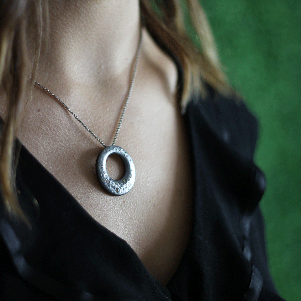 TODD REED-Diamond Circle Necklace-SILVER