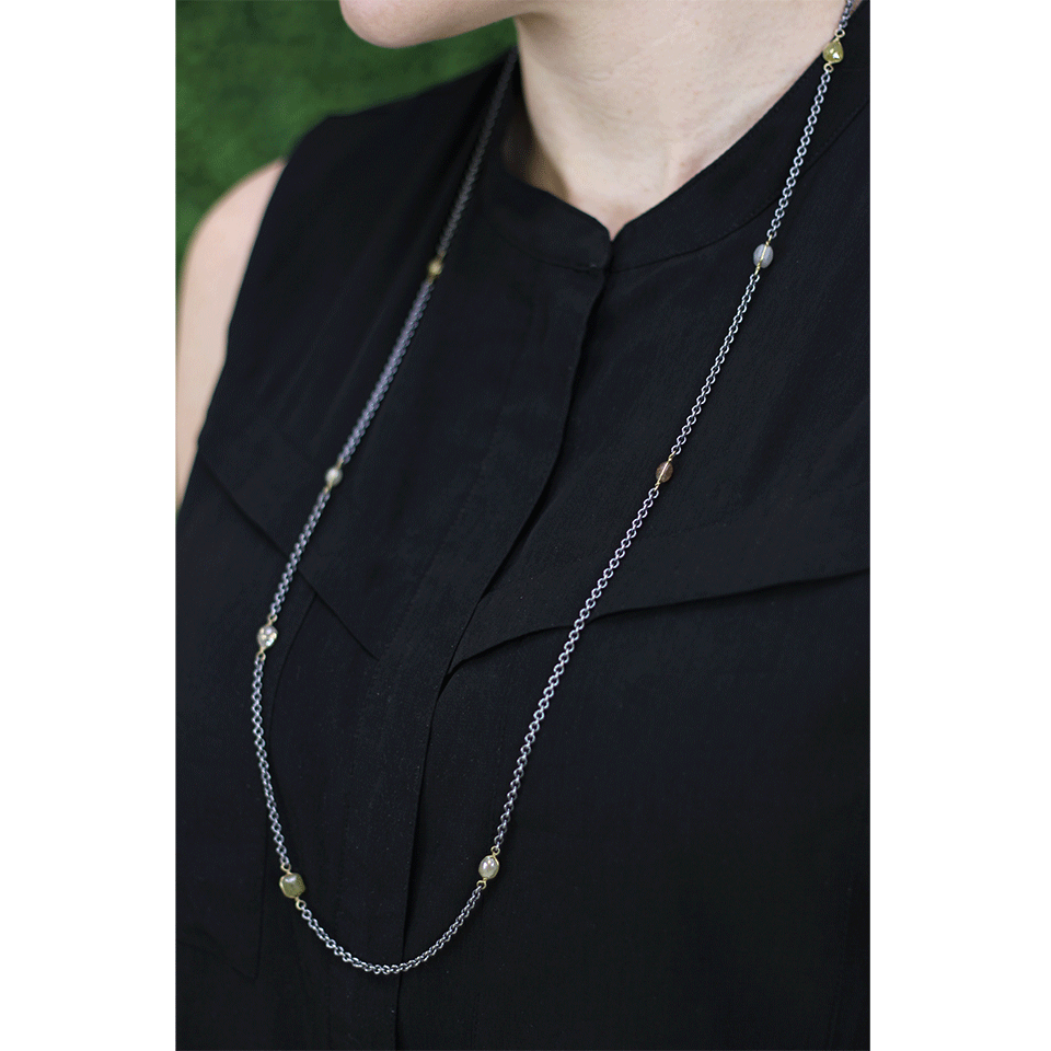 TODD REED-Diamond Station Necklace-SILVER