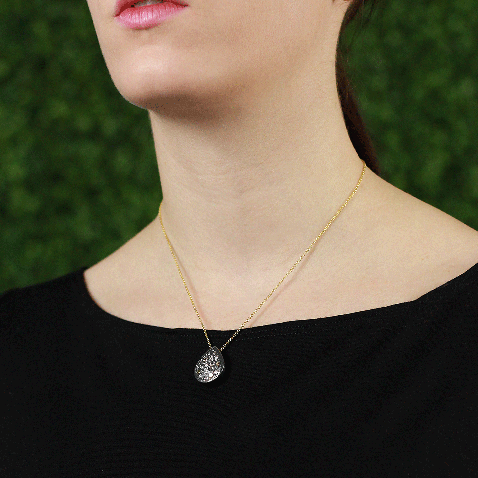 TODD REED-Autumn Mixed Diamond Pear Necklace-YELLOW GOLD