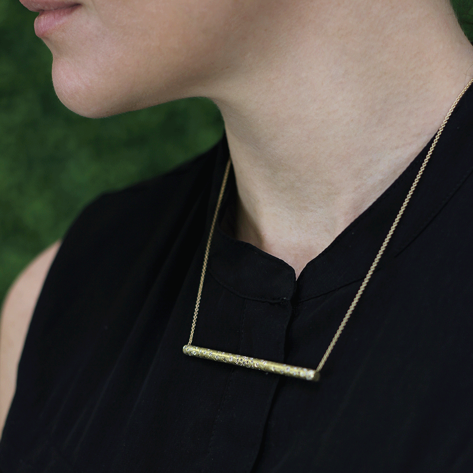 TODD REED-Diamond Bar Necklace-YELLOW GOLD