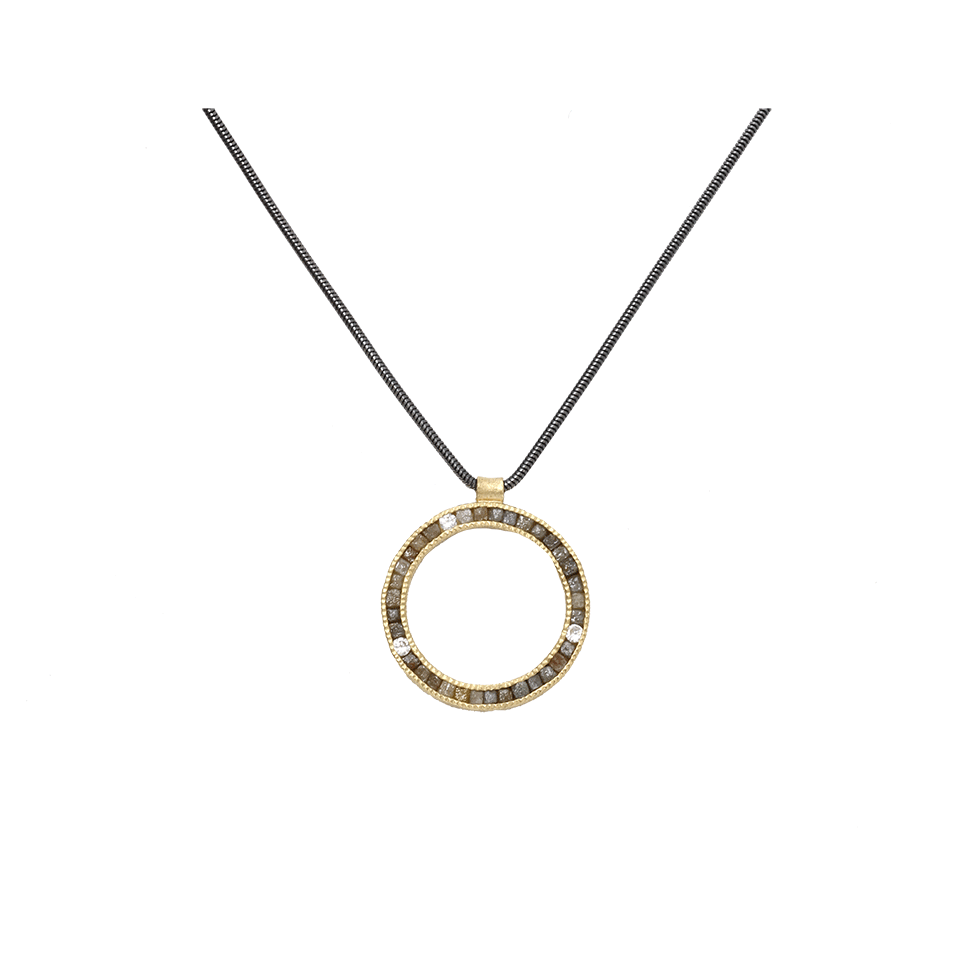 TODD REED-Diamond Circle Pendant Necklace-YELLOW GOLD