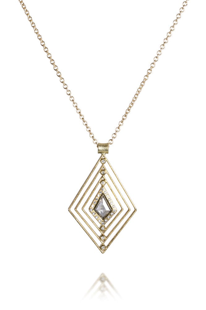 TODD REED-Fancy Kite Shape Diamond Necklace-YELLOW GOLD