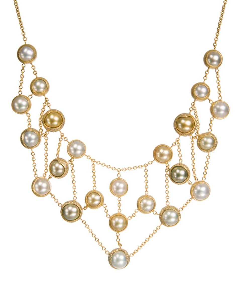 TODD REED-Reversable Pearl and Diamond Necklace-YELLOW GOLD