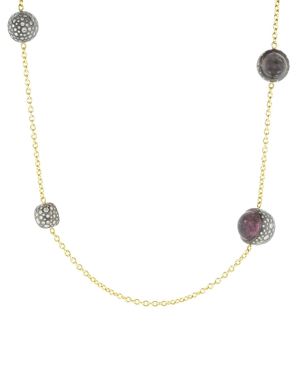 TODD REED-Spinel and Diamond Station Necklace-YELLOW GOLD