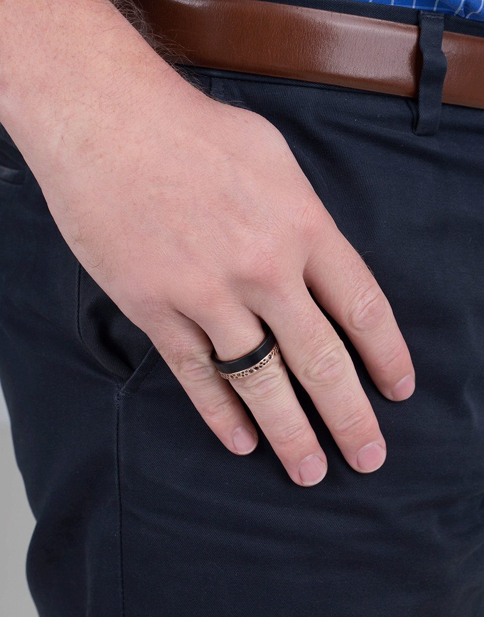 TODD REED-Black Jade Ring-ROSE GOLD