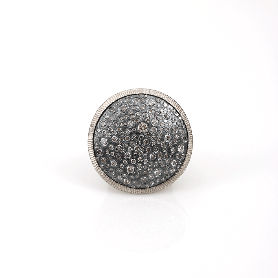 TODD REED-Diamond Pave Circle Ring-SILVER