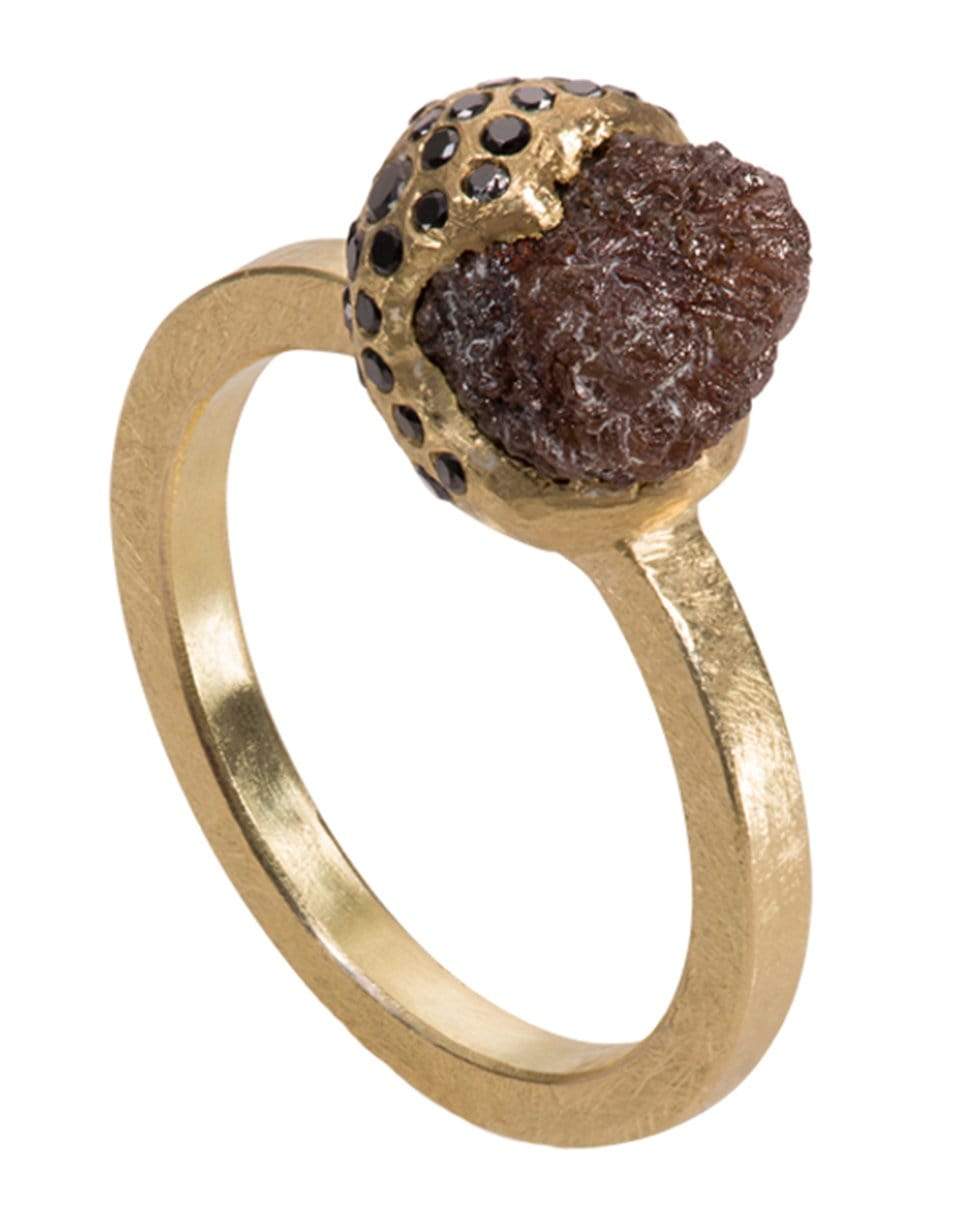 TODD REED-Raw Diamond and Black Diamond Ring-YELLOW GOLD