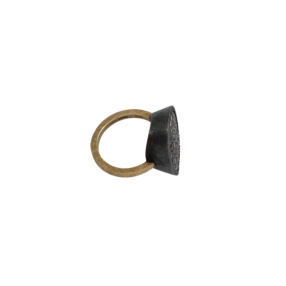 TODD REED-Mixed Diamond Pear Ring-YELLOW GOLD