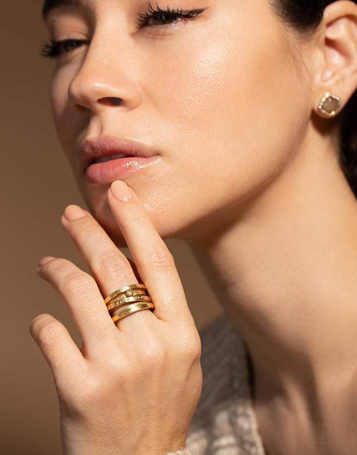 TODD REED-Diamond Multi Overlap Band Ring-YELLOW GOLD