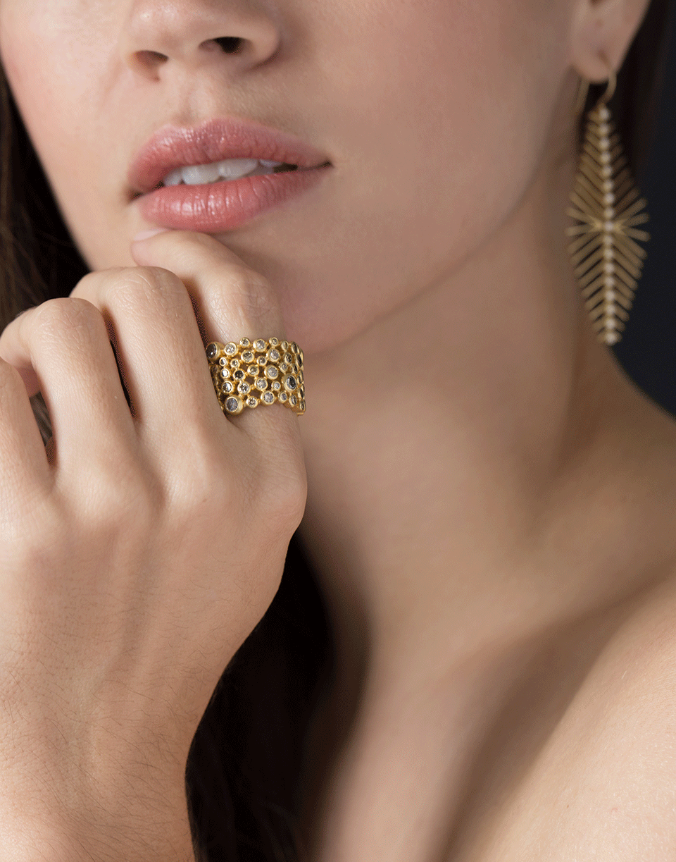 TODD REED-Grey and Olive Diamond Band-YELLOW GOLD