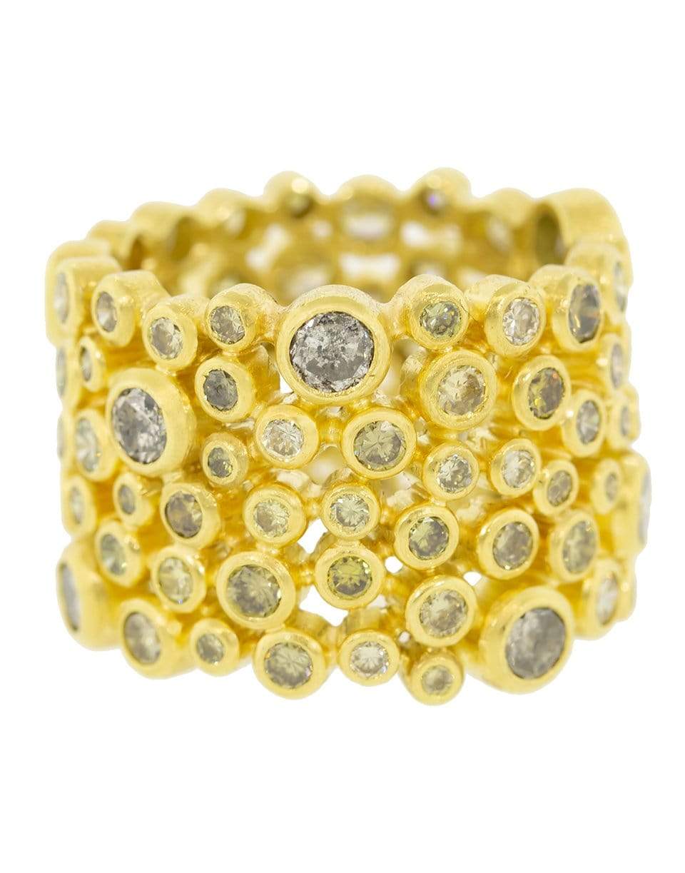 TODD REED-Grey and Olive Diamond Band-YELLOW GOLD