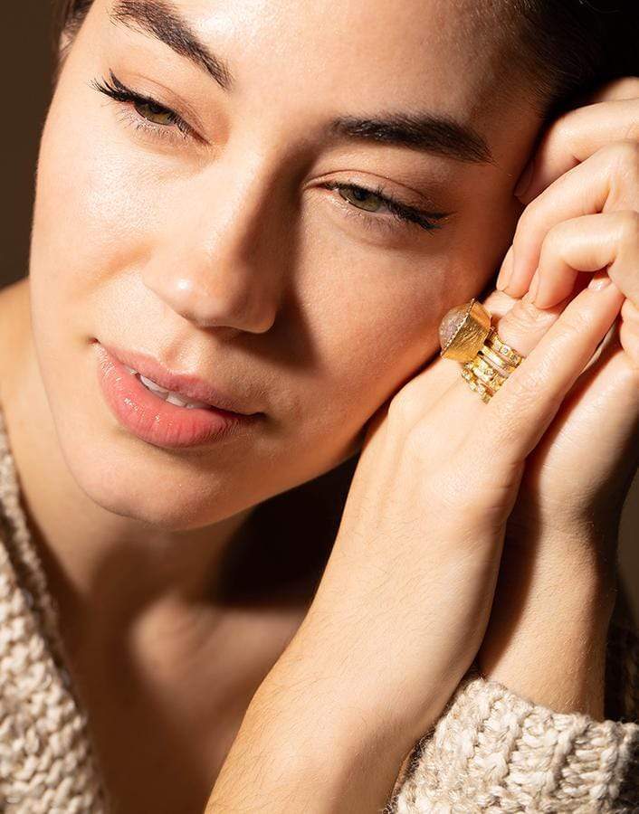 TODD REED-White Diamond Mixed Shape Band-YELLOW GOLD