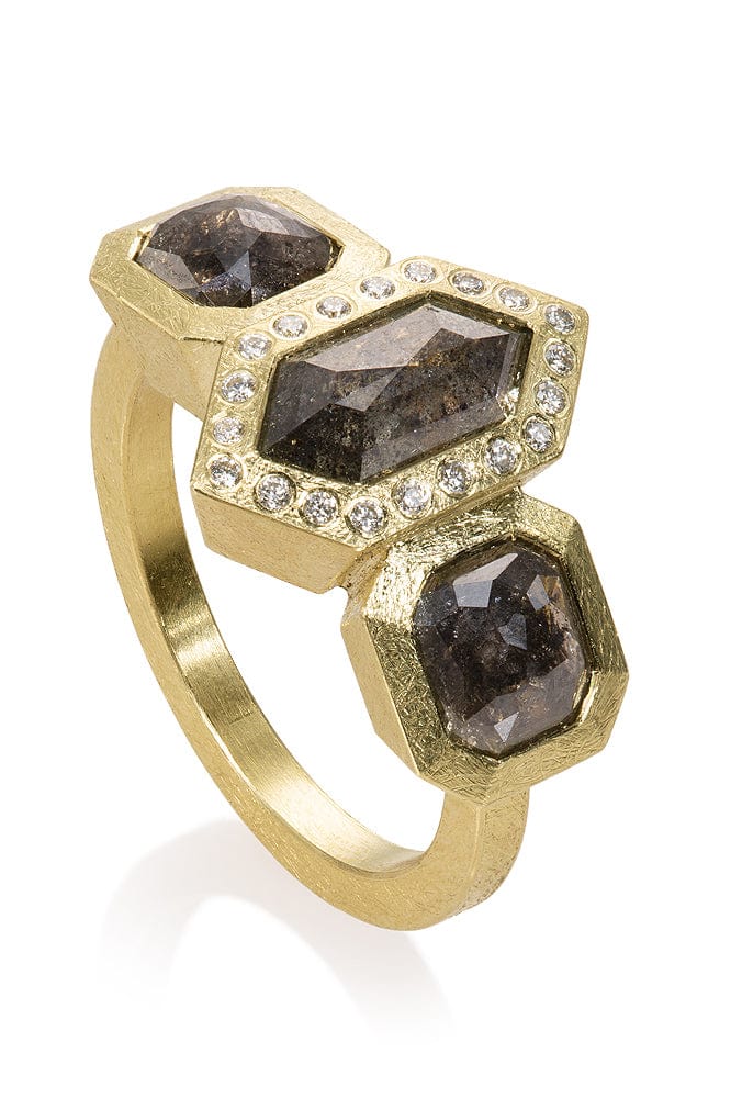 TODD REED-Fancy Cut Diamond Three Stone Ring-YELLOW GOLD