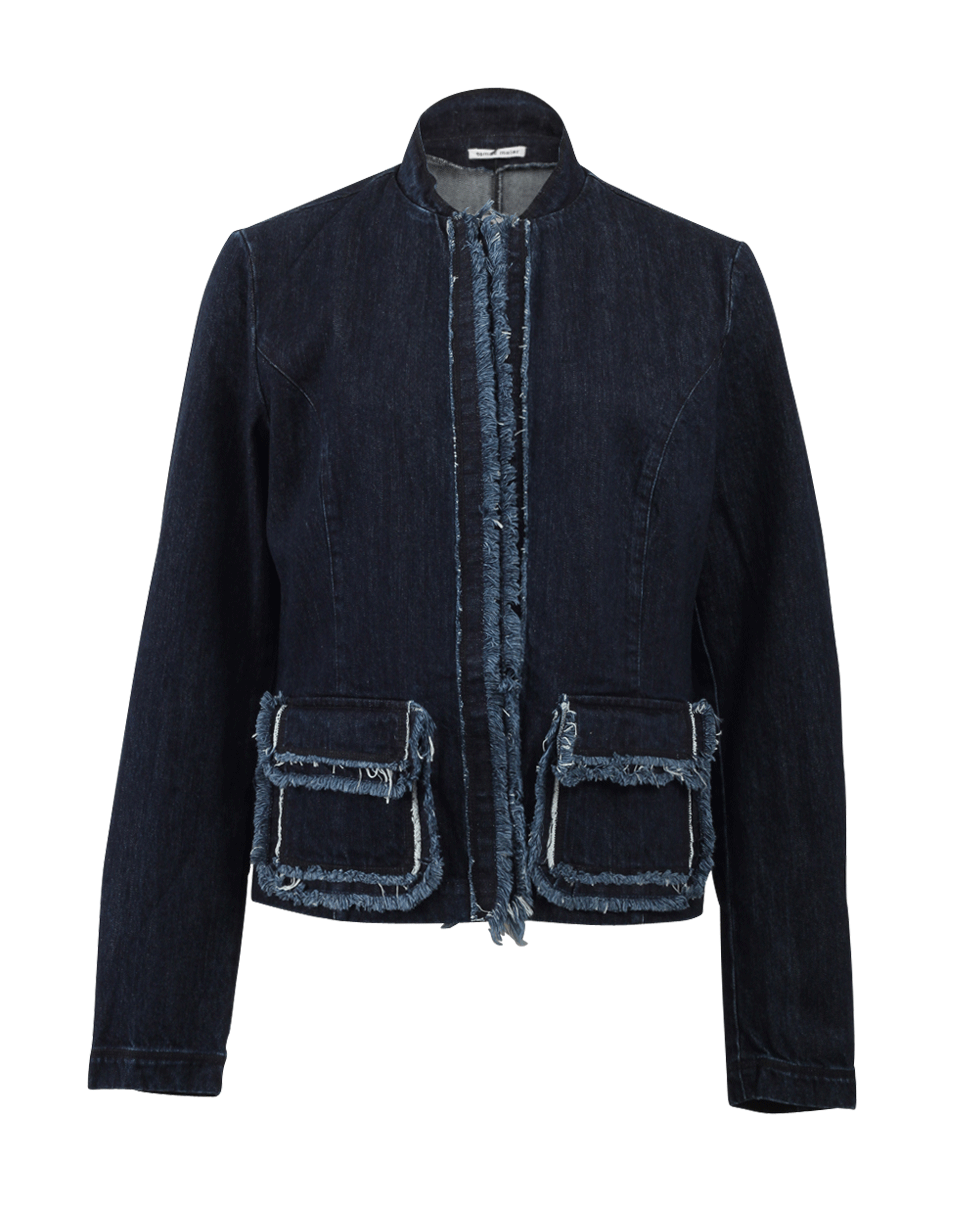 TOMAS MAIER-Denim Frayed Jacket-NAVY