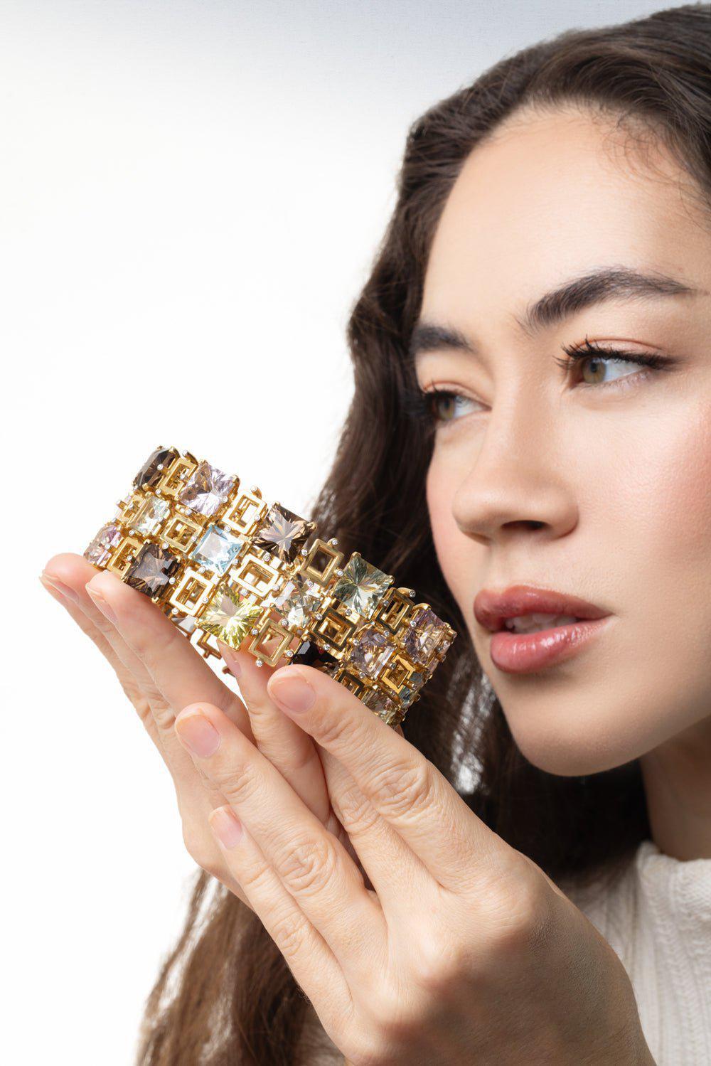 TONY DUQUETTE-Topaz Amethyst Quartz Bracelet-YELLOW GOLD