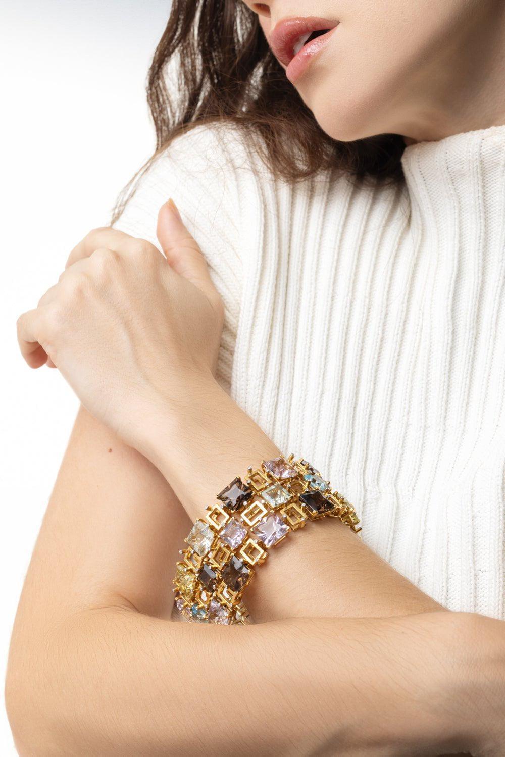 TONY DUQUETTE-Topaz Amethyst Quartz Bracelet-YELLOW GOLD