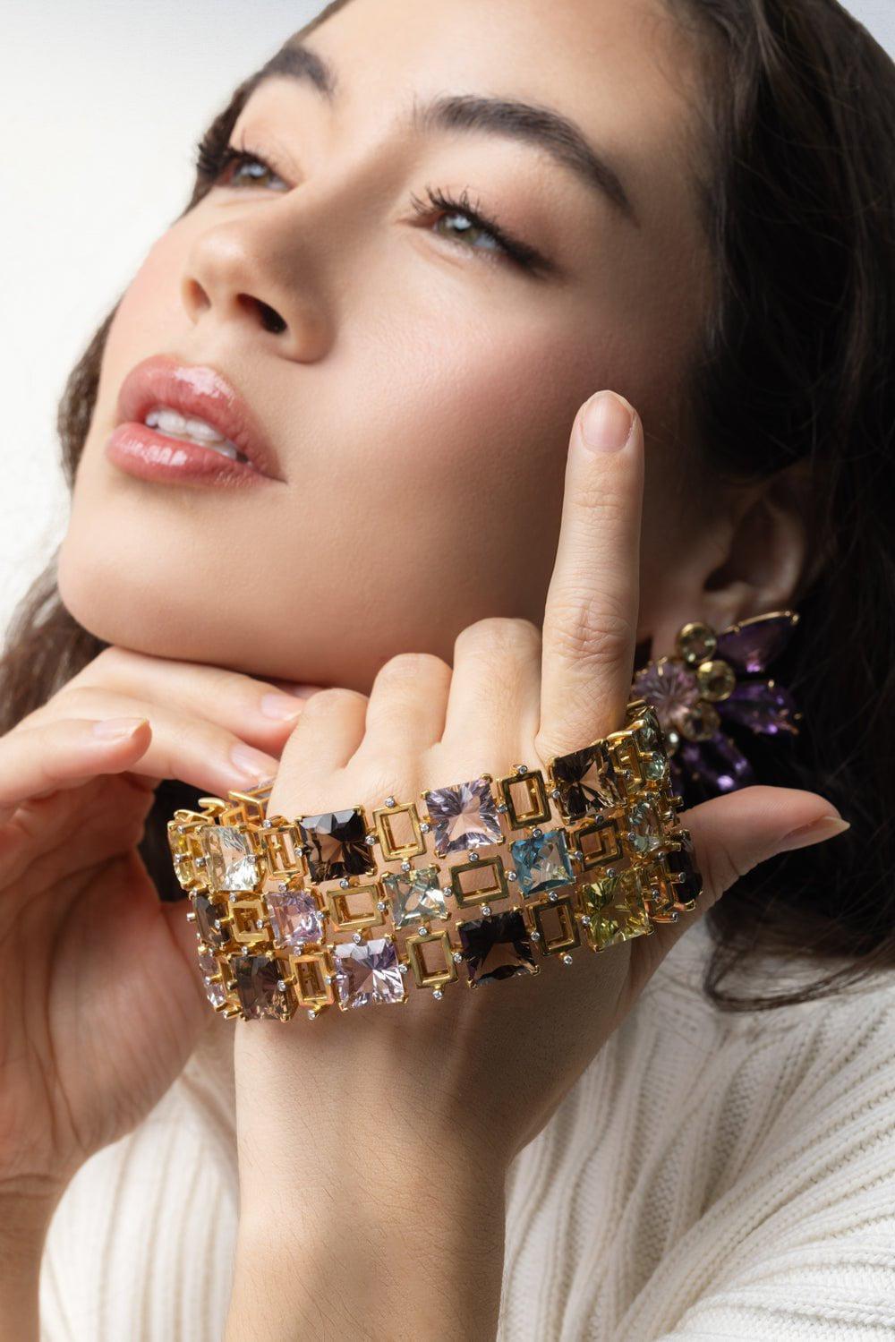 TONY DUQUETTE-Topaz Amethyst Quartz Bracelet-YELLOW GOLD