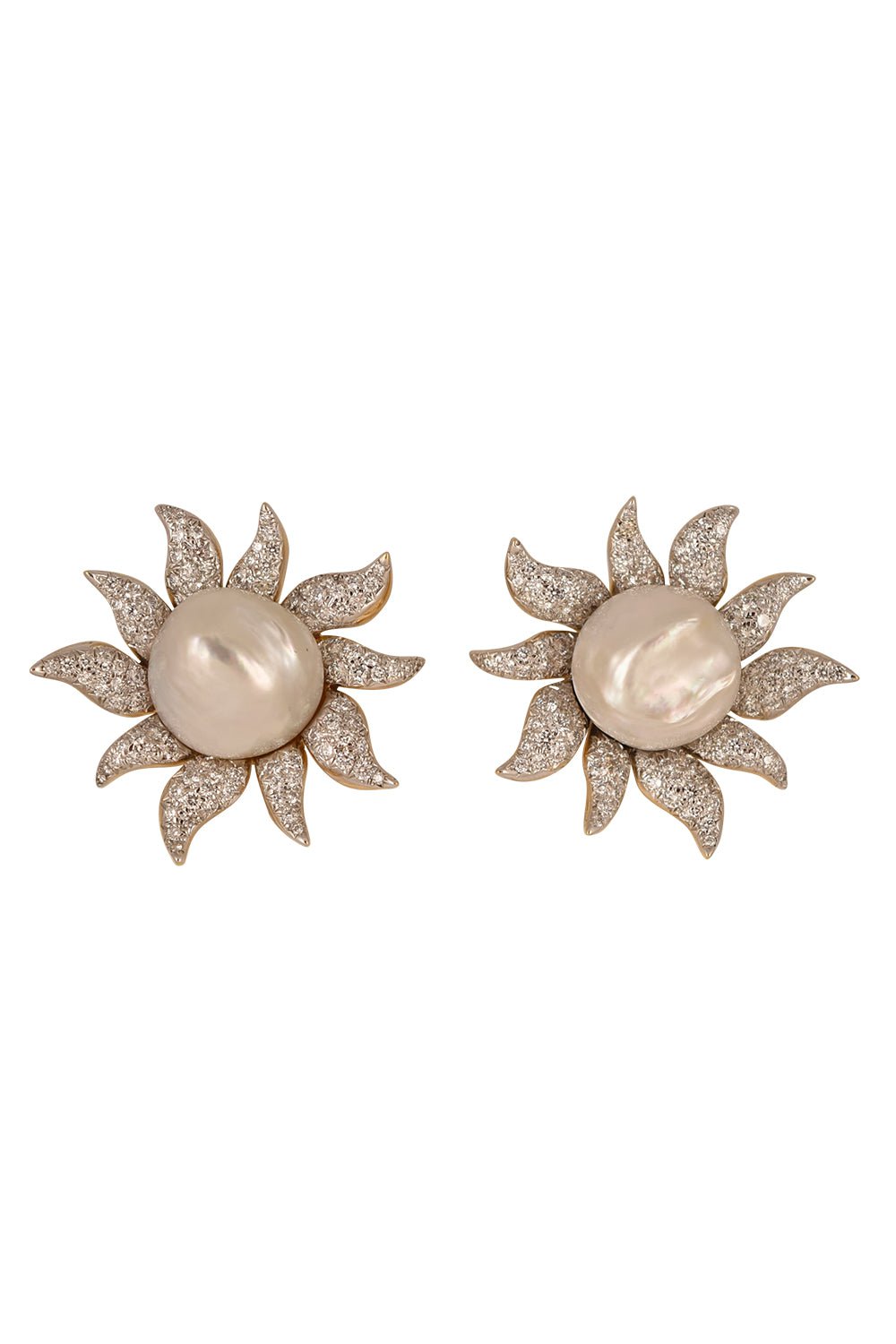 TONY DUQUETTE-Pearl Diamond Earrings-YELLOW GOLD