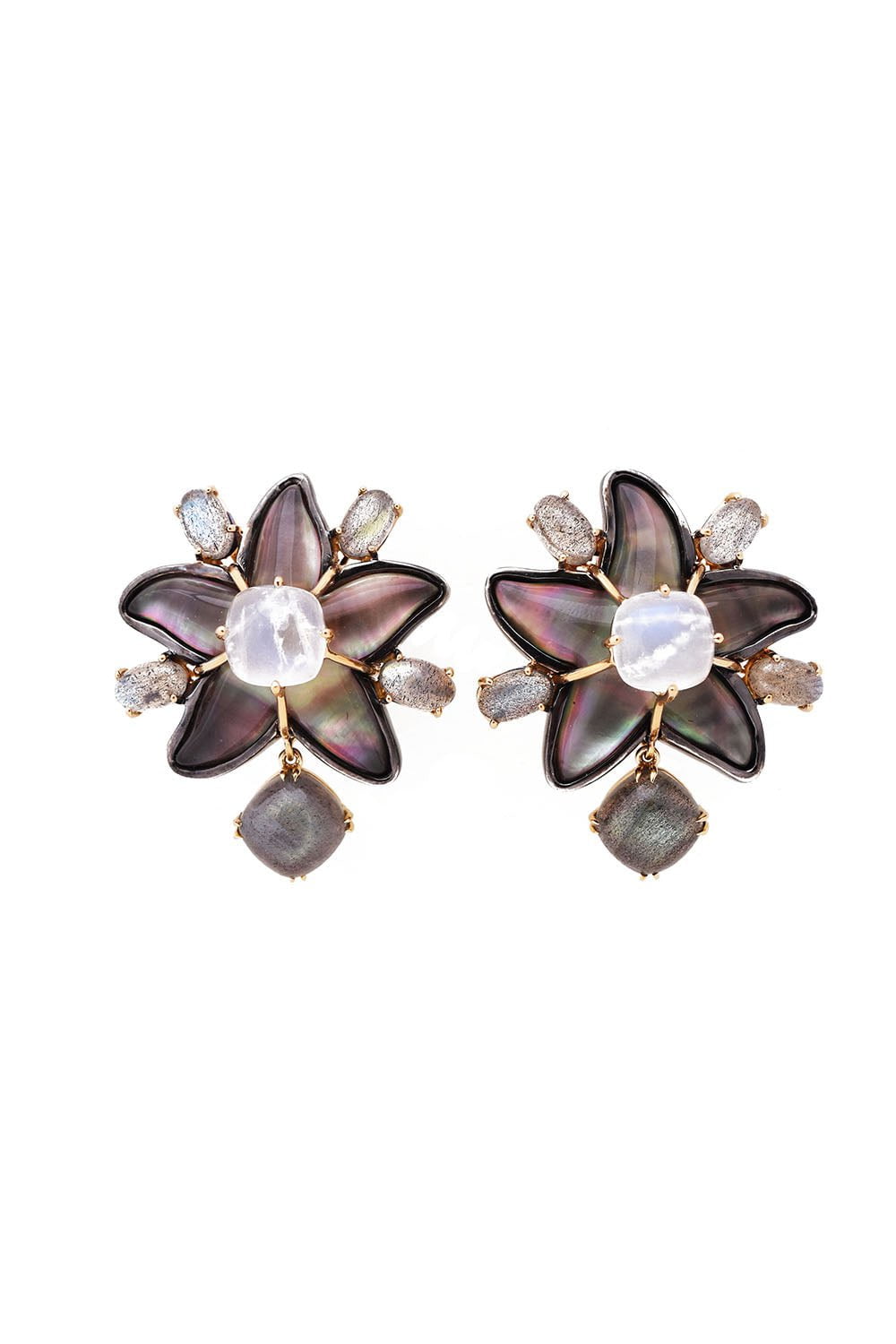 TONY DUQUETTE-Star Moonstone Earrings-YELLOW GOLD