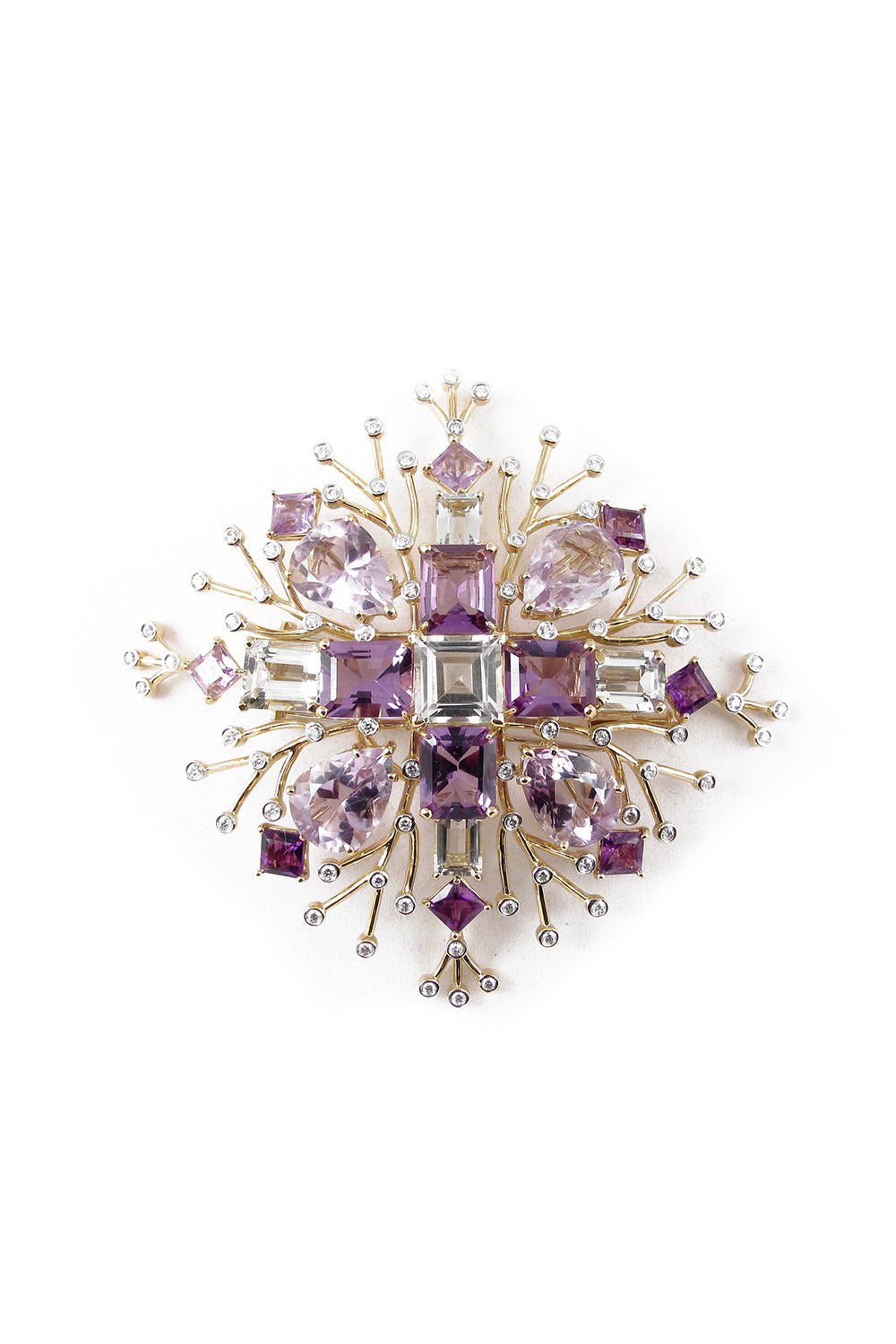 TONY DUQUETTE-Amethyst Diamond Brooch-YELLOW GOLD