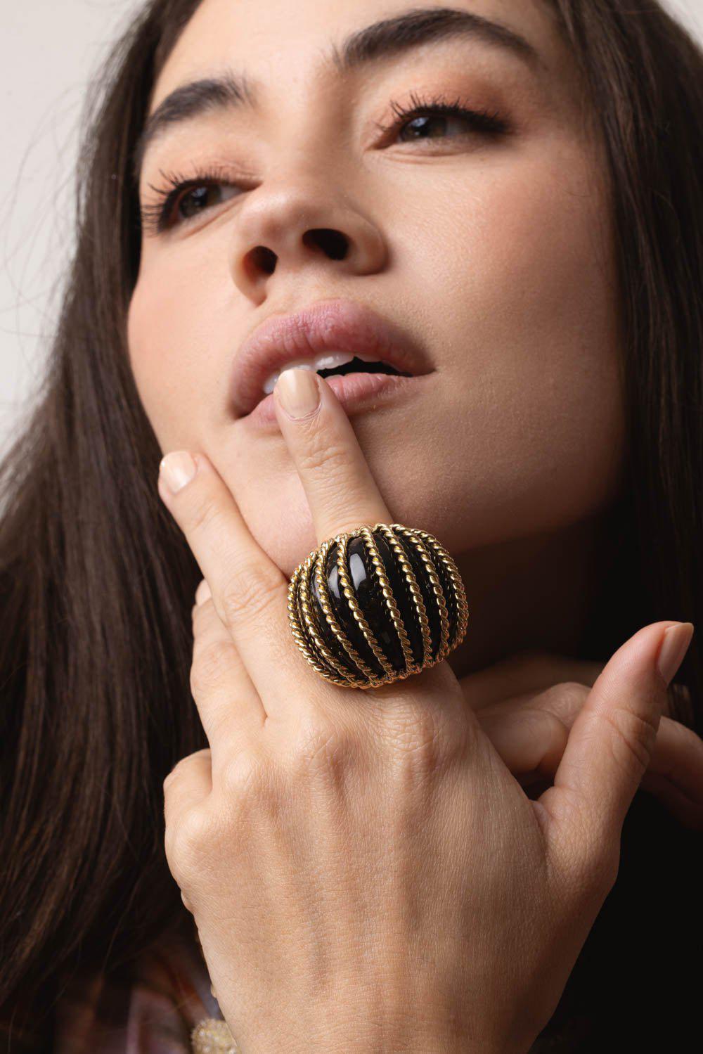 TONY DUQUETTE-Fluted Amber Ring-YELLOW GOLD