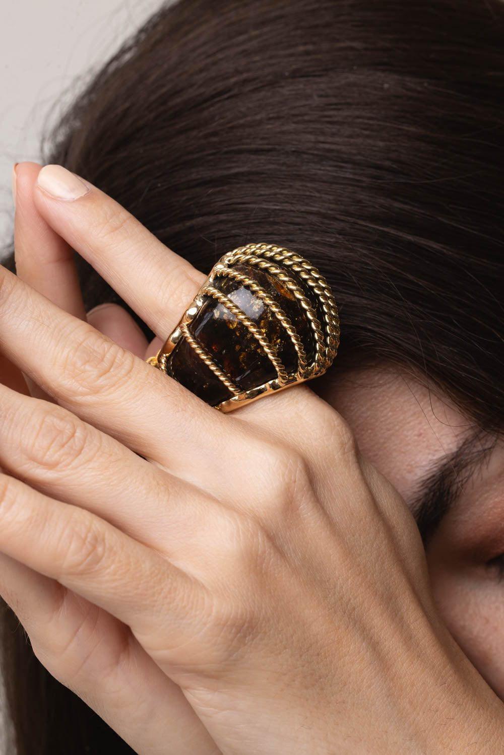 TONY DUQUETTE-Fluted Amber Ring-YELLOW GOLD
