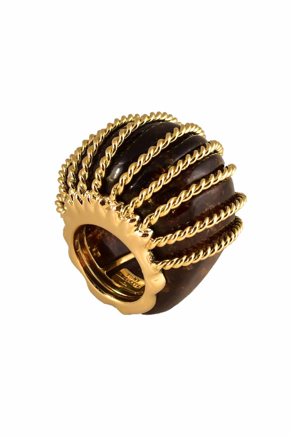 TONY DUQUETTE-Fluted Amber Ring-YELLOW GOLD