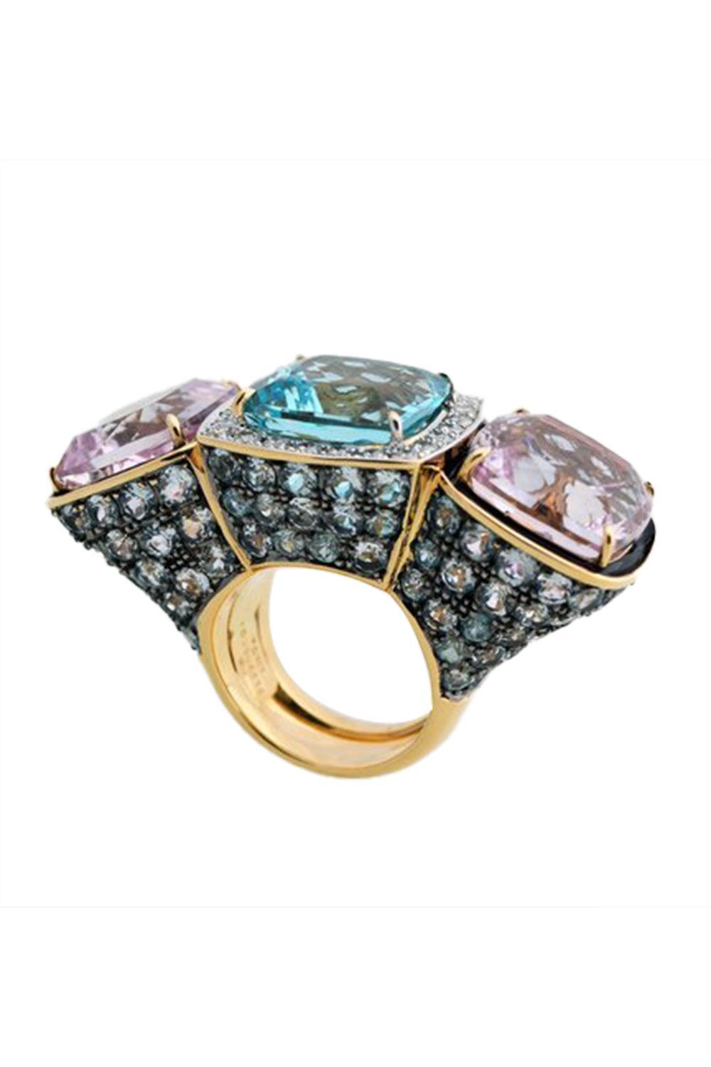 Aquamarine Kunzite Diamond Ring-YELLOW GOLD-7-JEWELRYFINE JEWELRING-TONY DUQUETTE