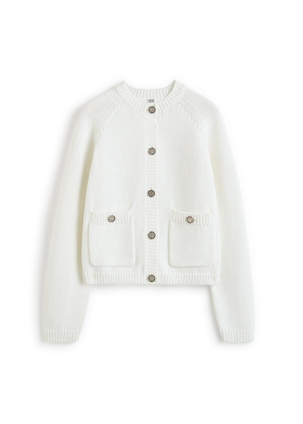 Hammered Button Cardigan-WHITE-XS-CLOTHINGTOPCARDIGAN-TOTEME