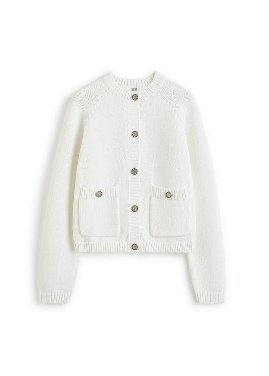 Hammered Button Cardigan-WHITE-XS-CLOTHINGTOPCARDIGAN-TOTEME