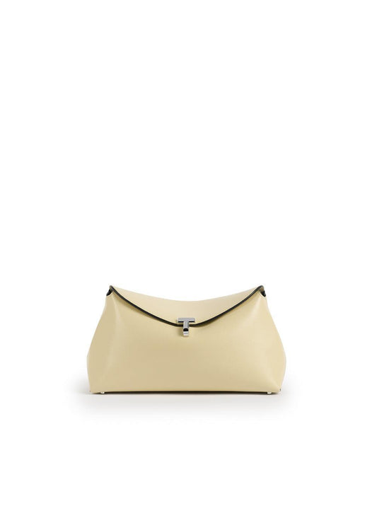 T-Lock Leather Clutch - Champagne-CREAM-HANDBAGCLUTCHES-TOTEME