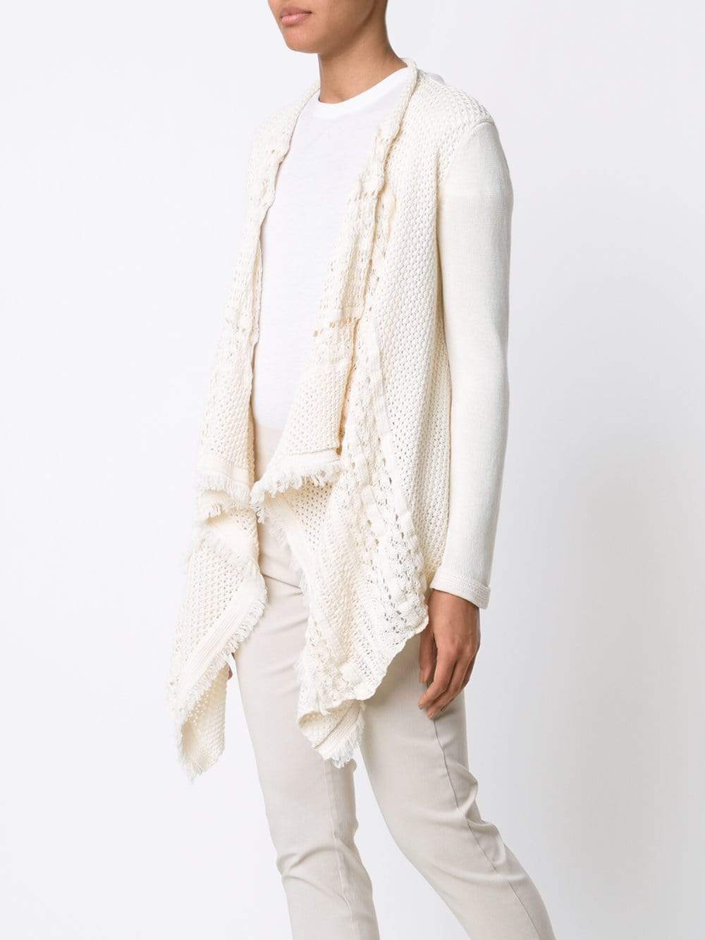 TWIN-SET-Draped Crochet Cardigan-