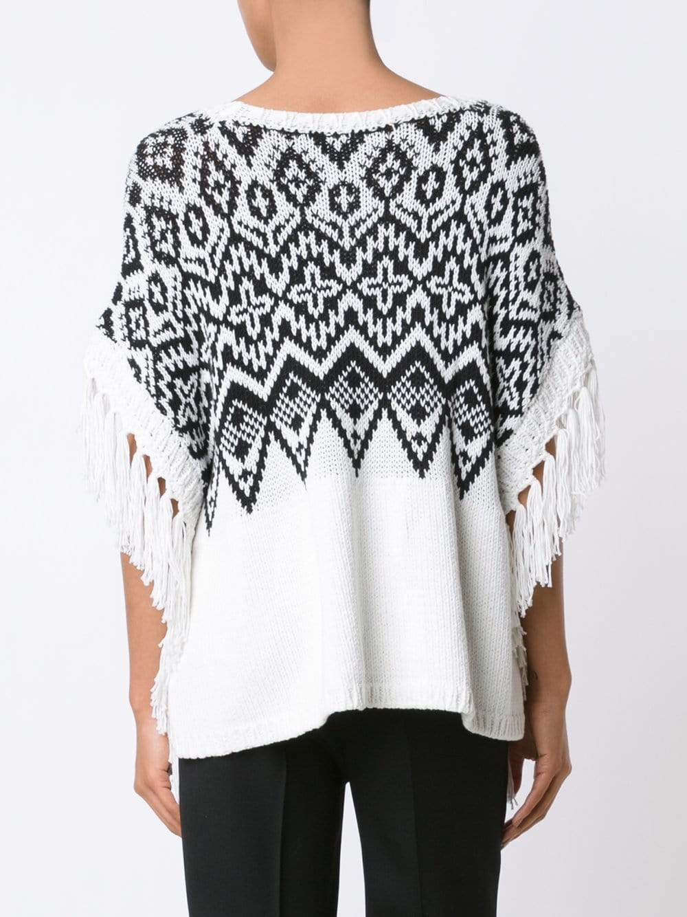 TWIN-SET-Fringe Knit Poncho-