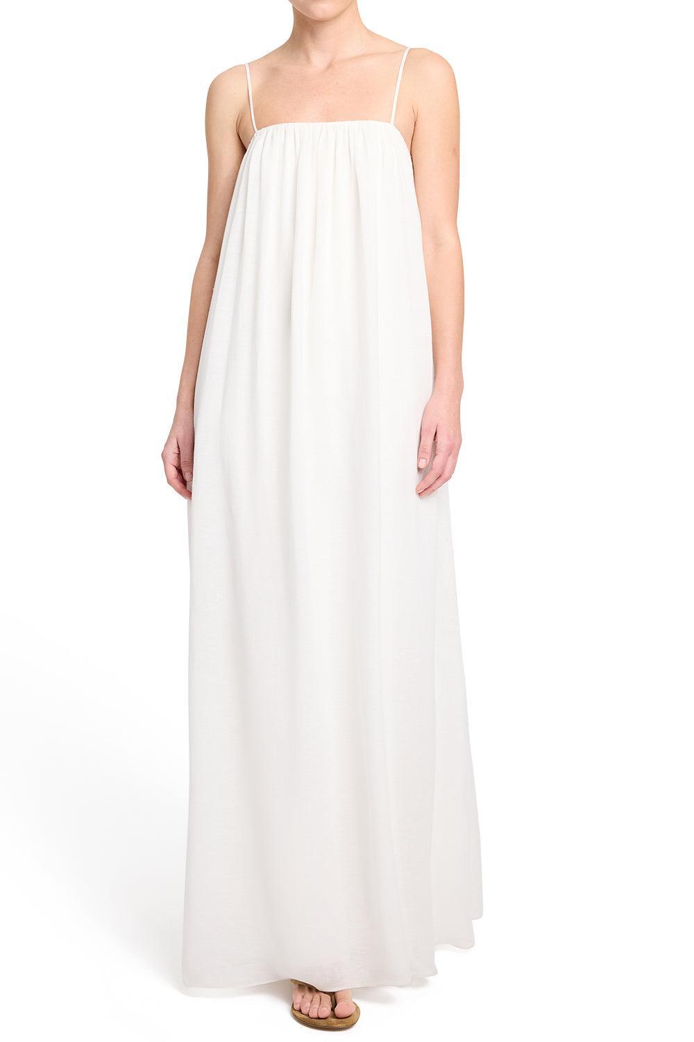 Shirred Column Dress-CREAM-2-CLOTHINGDRESSCASUAL-TWP