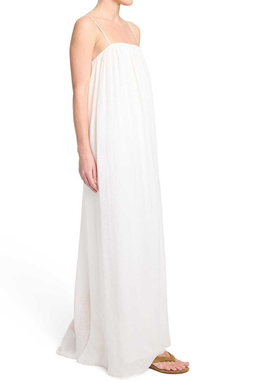 Shirred Column Dress-CREAM-2-CLOTHINGDRESSCASUAL-TWP