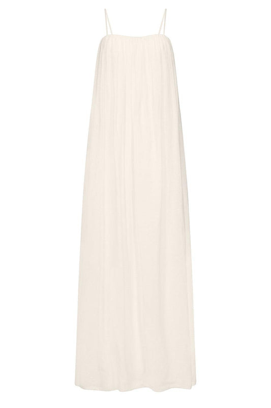 Shirred Column Dress-CREAM-2-CLOTHINGDRESSCASUAL-TWP