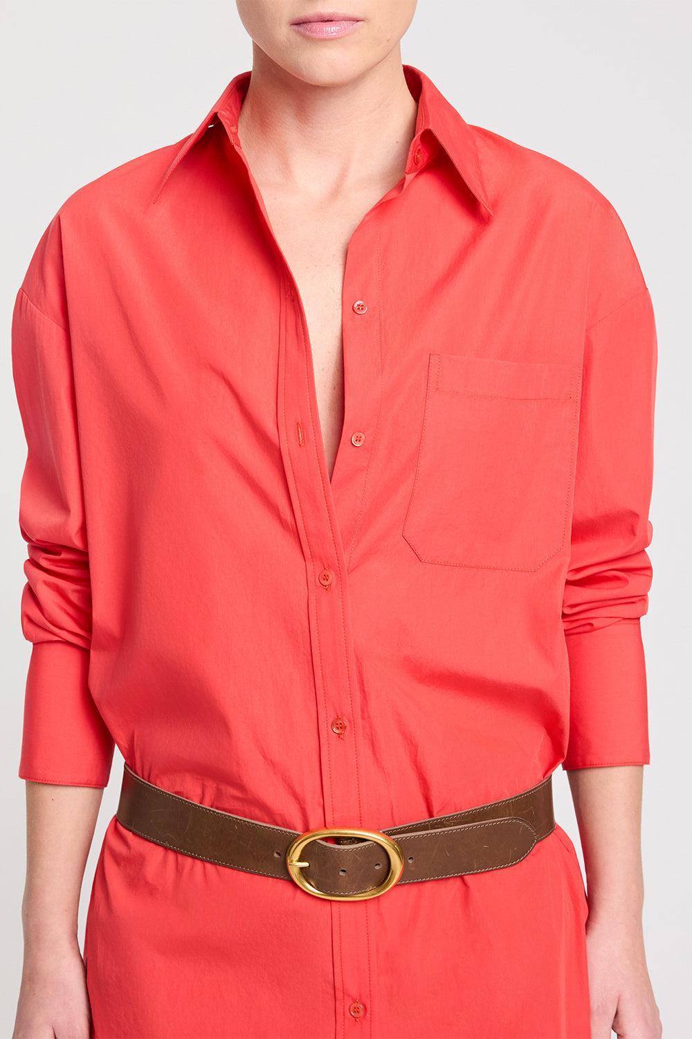 Big Joe Shirt Dress - Tomato-RED-XS-CLOTHINGDRESSCASUAL-TWP