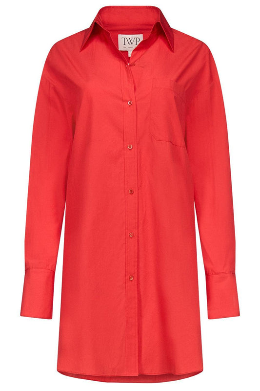 Big Joe Shirt Dress - Tomato-RED-XS-CLOTHINGDRESSCASUAL-TWP