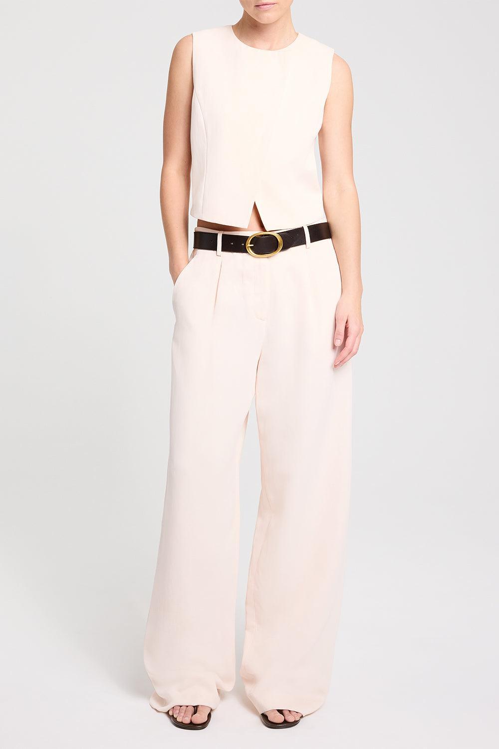 Hudson Street Trouser - Crème De Peche-CREAM-0-CLOTHINGPANTWIDE LEG-TWP