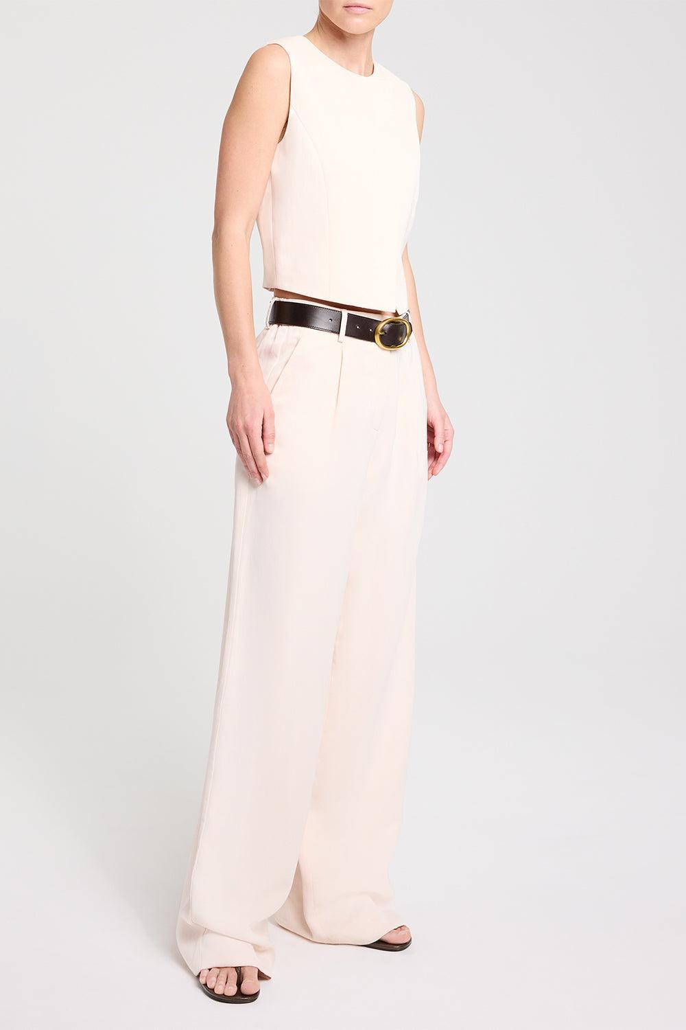 Hudson Street Trouser - Crème De Peche-CREAM-0-CLOTHINGPANTWIDE LEG-TWP