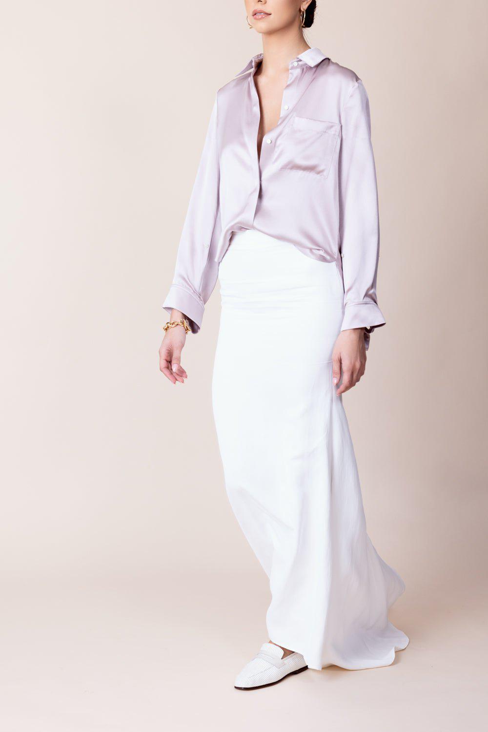 TWP-Boyfriend Silk Shirt - Artic Dust-