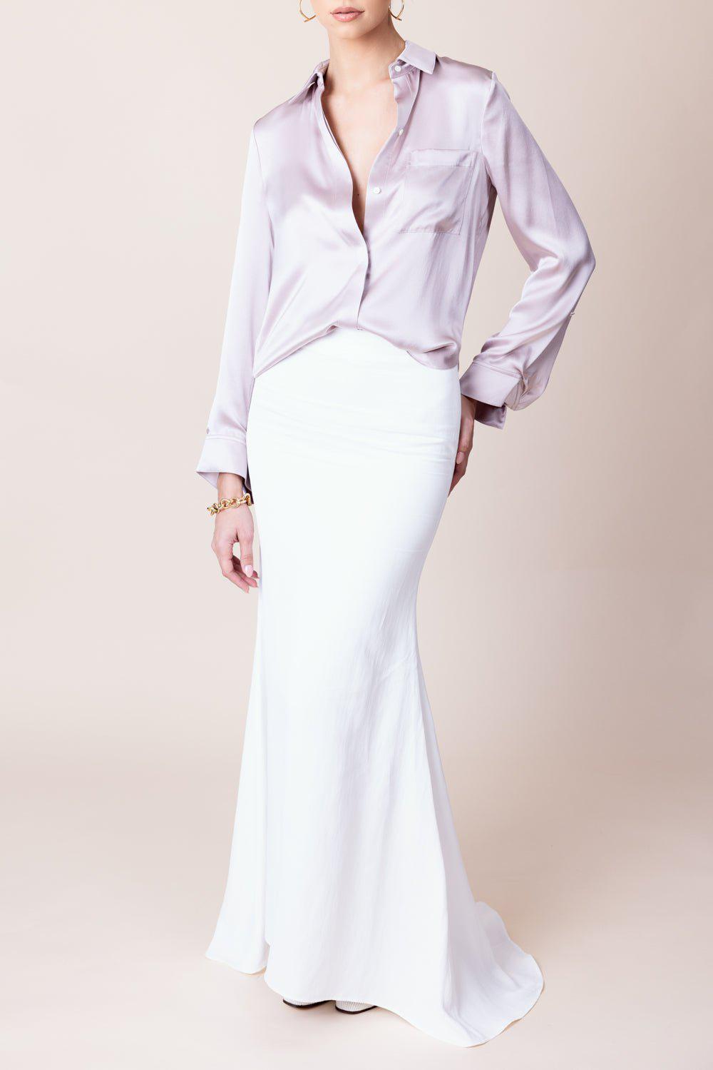 TWP-Boyfriend Silk Shirt - Artic Dust-
