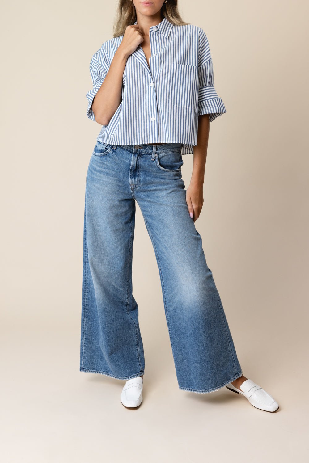 TWP-Next Ex Awning Lady Shirt - Midnight Ivory-