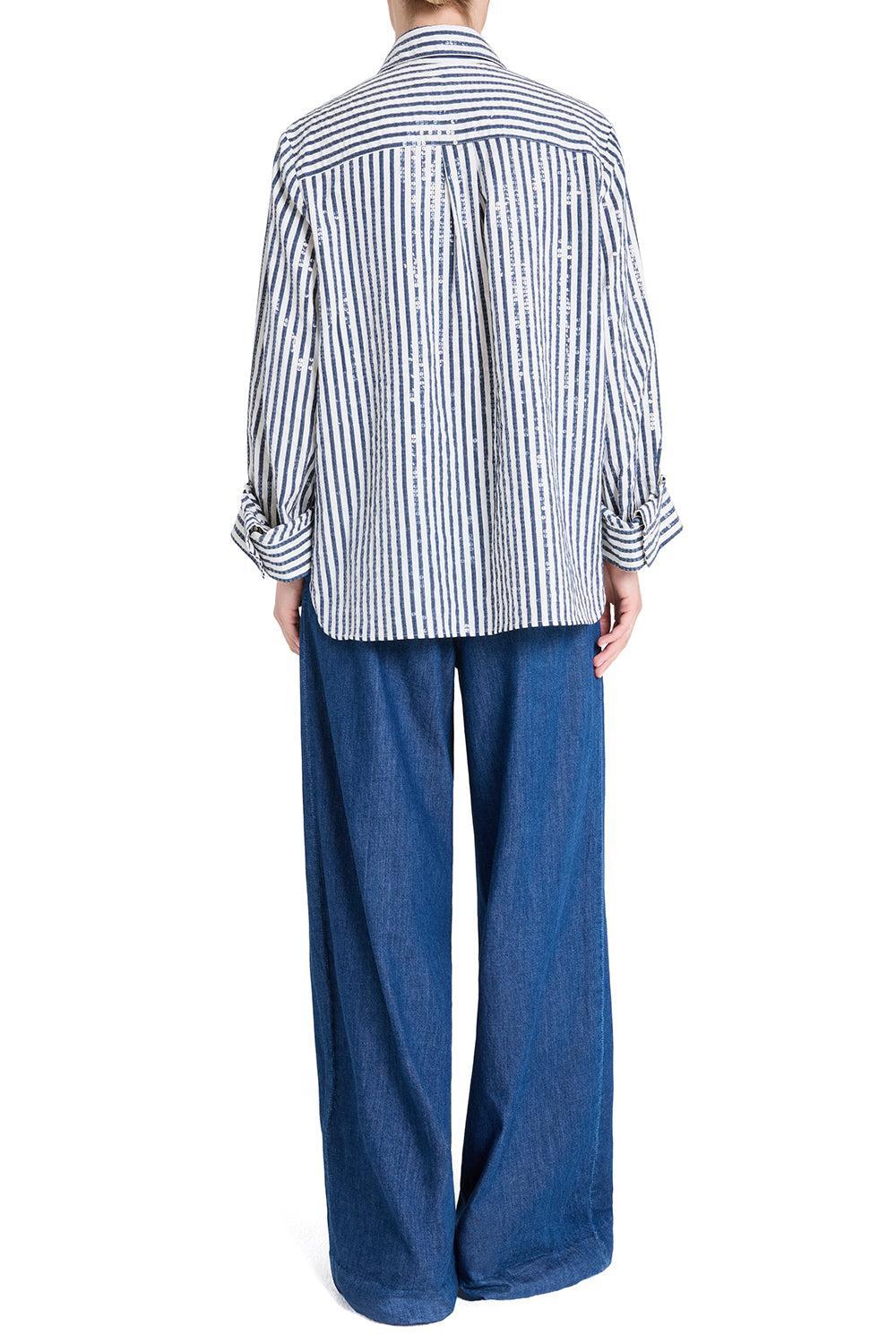 Next Morning Shirt - Indigo-STRIPE-P-CLOTHINGTOPBLOUSE-TWP