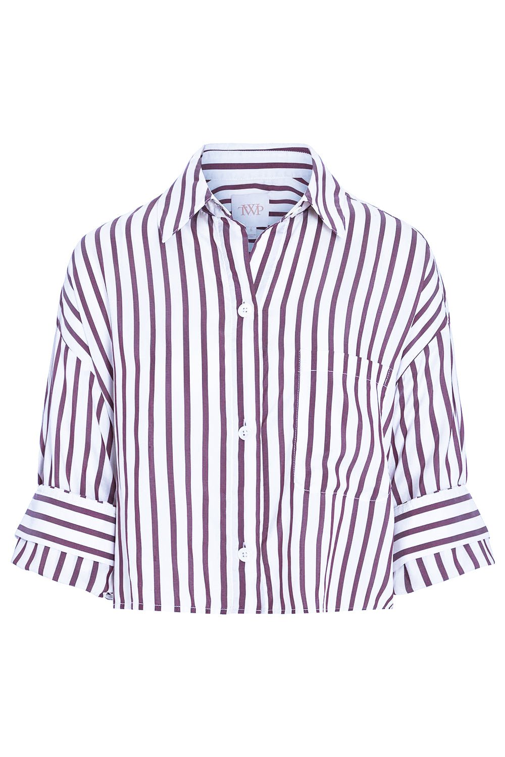 TWP-Next Ex Silk Shirt - White Brown Stripe-
