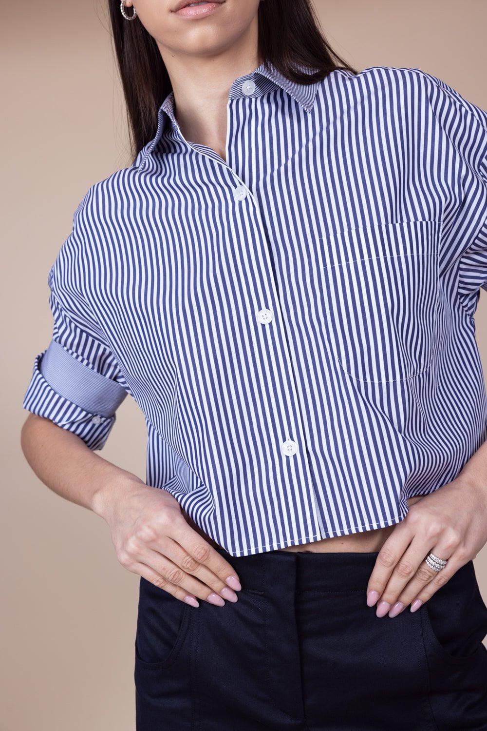 TWP-Next Ex Silk Shirt - Wide Midnight Stripe-