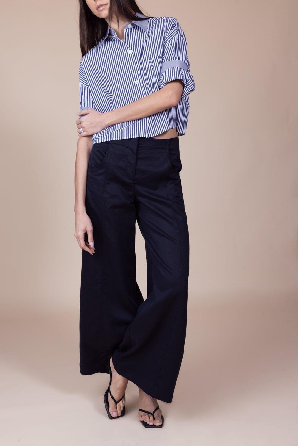 TWP-Next Ex Silk Shirt - Wide Midnight Stripe-