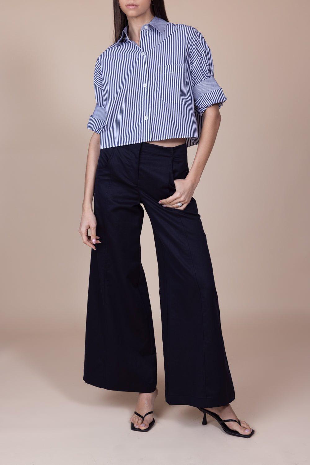 TWP-Next Ex Silk Shirt - Wide Midnight Stripe-