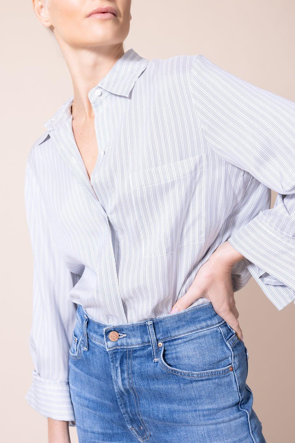 TWP-Boyfriend Silk Shirt - Blue Stripe-