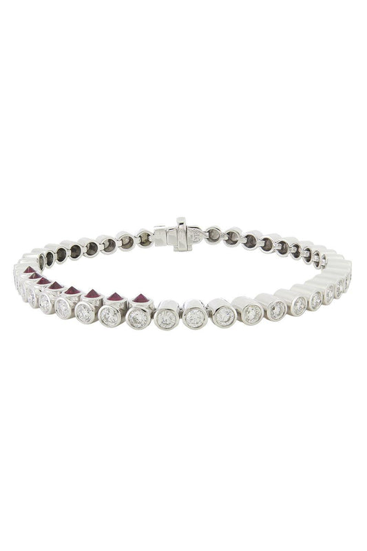 Ruby Diamond Tubbo Sideway Tennis Bracelet-WHITE GOLD-6.5-JEWELRYFINE JEWELBRACELET O-TYPE JEWELRY
